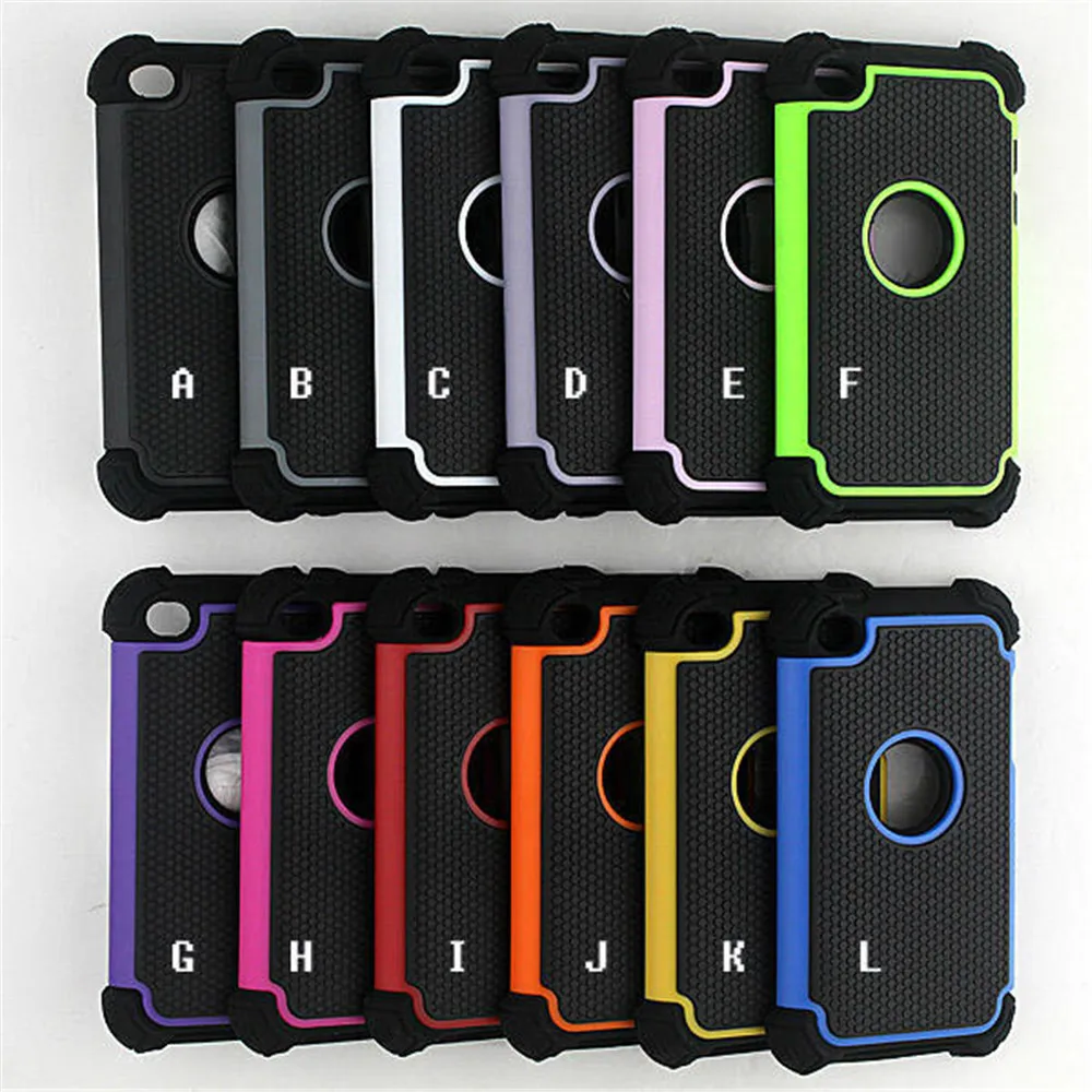 Anti Shock Ball Grain Plastic Case Silicone Cover For Apple iPod Touch 4 Back Capa images - 6