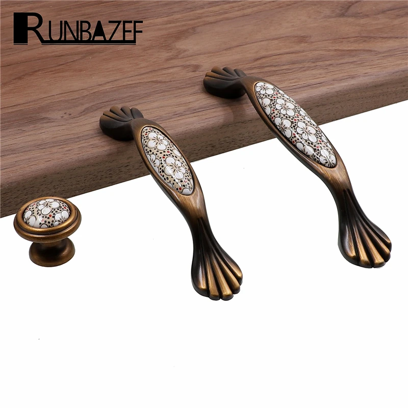 Классическая китайская Ручка RUNBAZEF для шкафа Европейский ящик шкаф дверная ручка