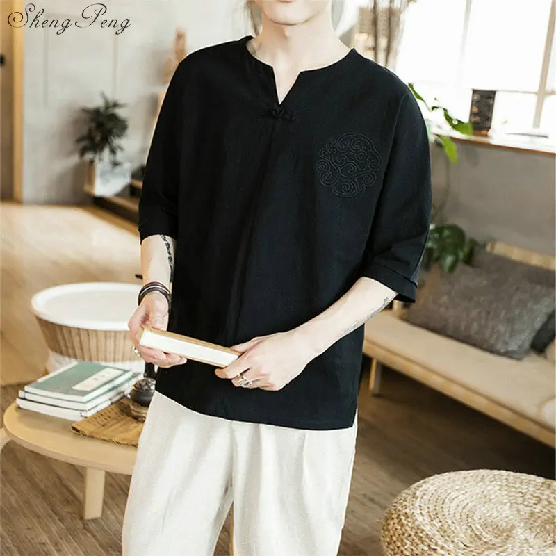 Traditional chinese shirts for men summer style garment traditional clothes shirt Q048 | Тематическая одежда и униформа