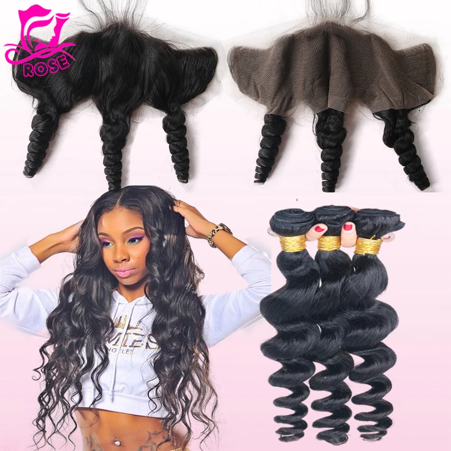 7A Best Peruvian Virgin Hair With Lace Frontal Closure13x4 Loose Wave Closure 3 Bundles Free Shipping |
