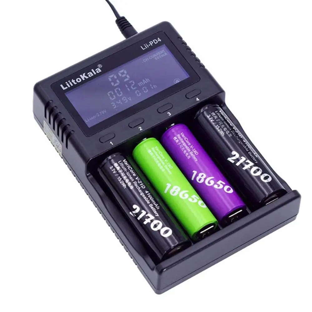 Liitokala Lii-PD4 18650 ЖК-дисплей зарядное устройство 26650 21700 14500 10440 4 слота NiMH Li-Ion Smart