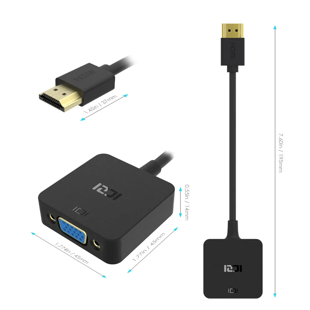 ICZI HDMI в VGA адаптер 1080P 60 Гц мужчин и женщин конвертер для Macbook мониторы ноутбуков