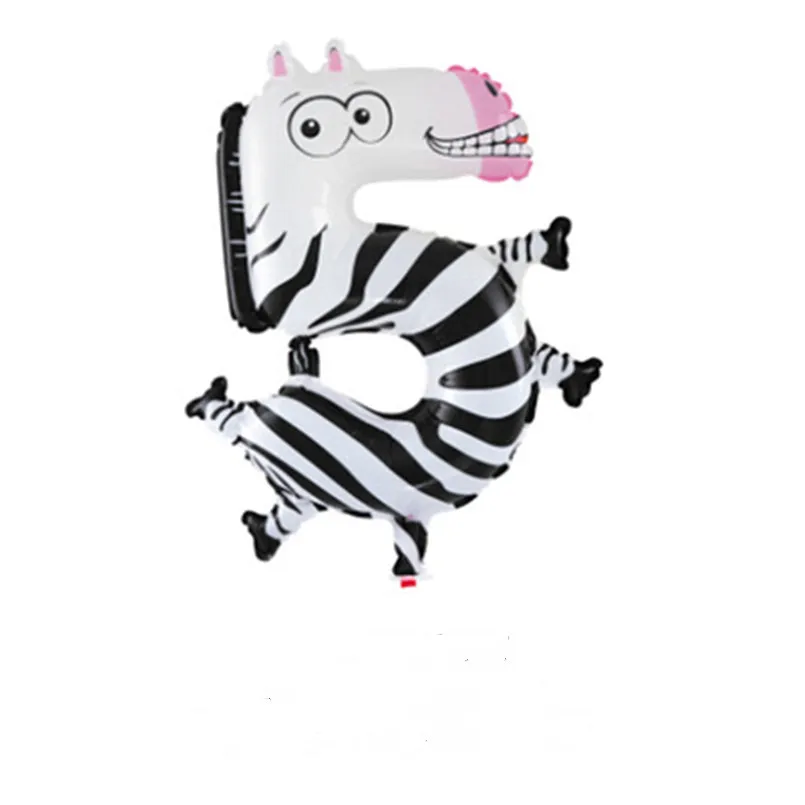 1 шт. милые шарики из алюминиевой фольги с номером мультяшного животного шары на