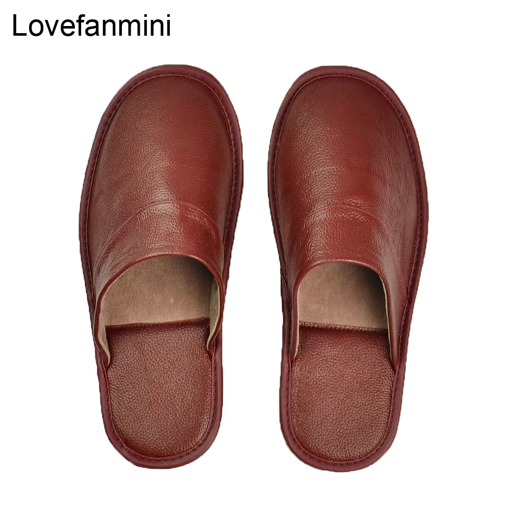 Genuine Cow Leather slippers couple indoor non-slip men and women home fashion casual single shoes PVC soft soles spring autumn