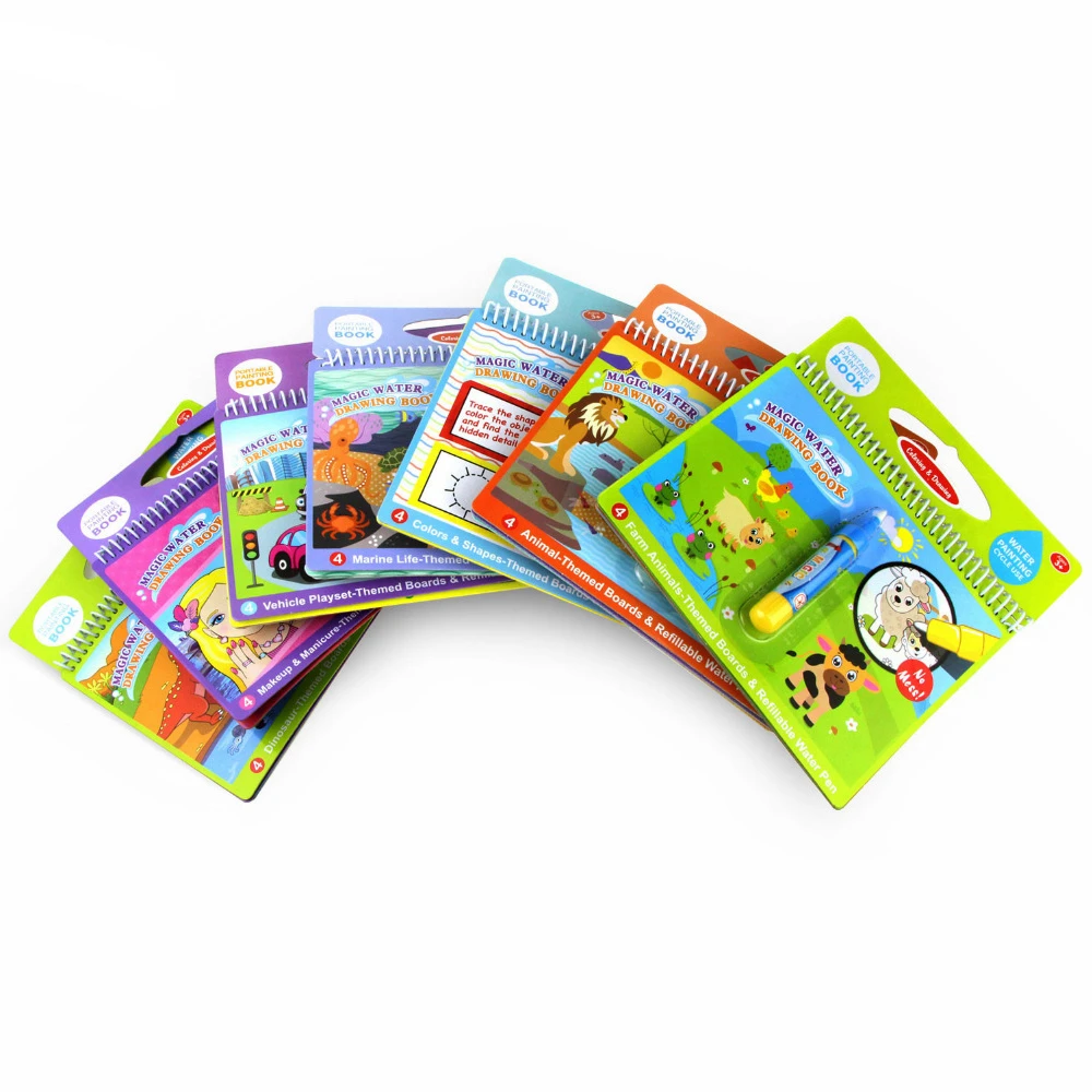 

Portable Magic Water Drawing Book Reusable Coloring Book Doodle Magic Pen Cartoon Painting Toys Drawing Board For Kids Education