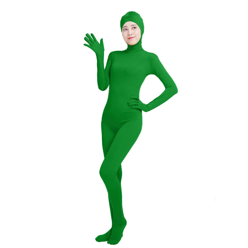 Green Ensnovo, унисекс, косплей, Zentai, костюмы для женщин и мужчин, для взрослых, с открытым лицом, на все тело, спандекс, зентай-костюм, черный, боди, костюмы для косплея - Цвет: Green