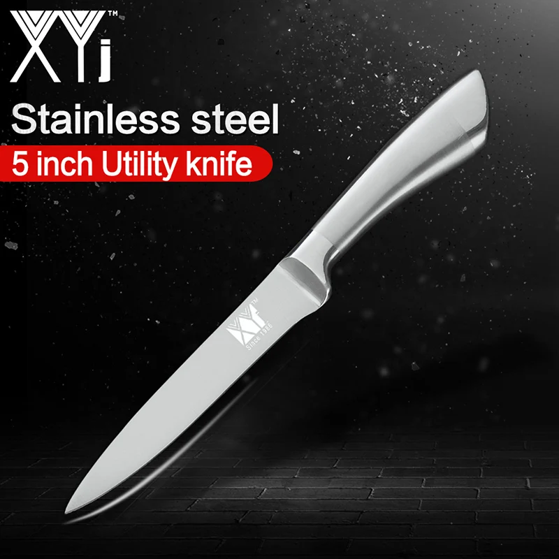 5 inch Utility Knife XYj Ультра Острый бесшовный сварочный кухонный нож 7Cr17mov из высокоуглеродистой нержавеющей стали, кухонный нож шеф-повара, профессиональный инструмент для приготовления пищи - Цвет: 5 inch Utility Knife