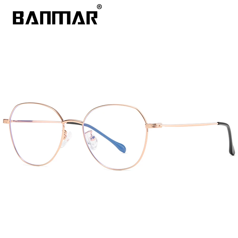 BANMAR Blue Light Blocking Glasses Unisex Round Computer Reading Glasses Readers Anti Glare Eyeglasses Blue Ray Glasses A2105 - Цвет оправы: ROSE GOLD