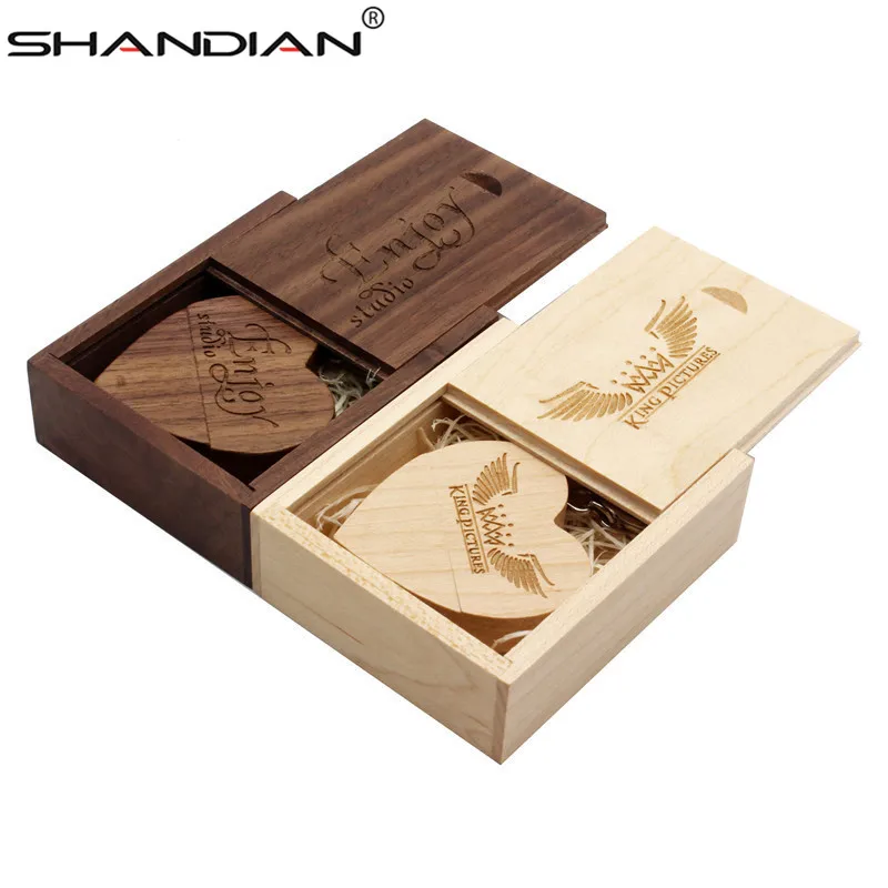 SHANDIAN(10 шт. бесплатный логотип) деревянный сердечко + металлическая подарочная