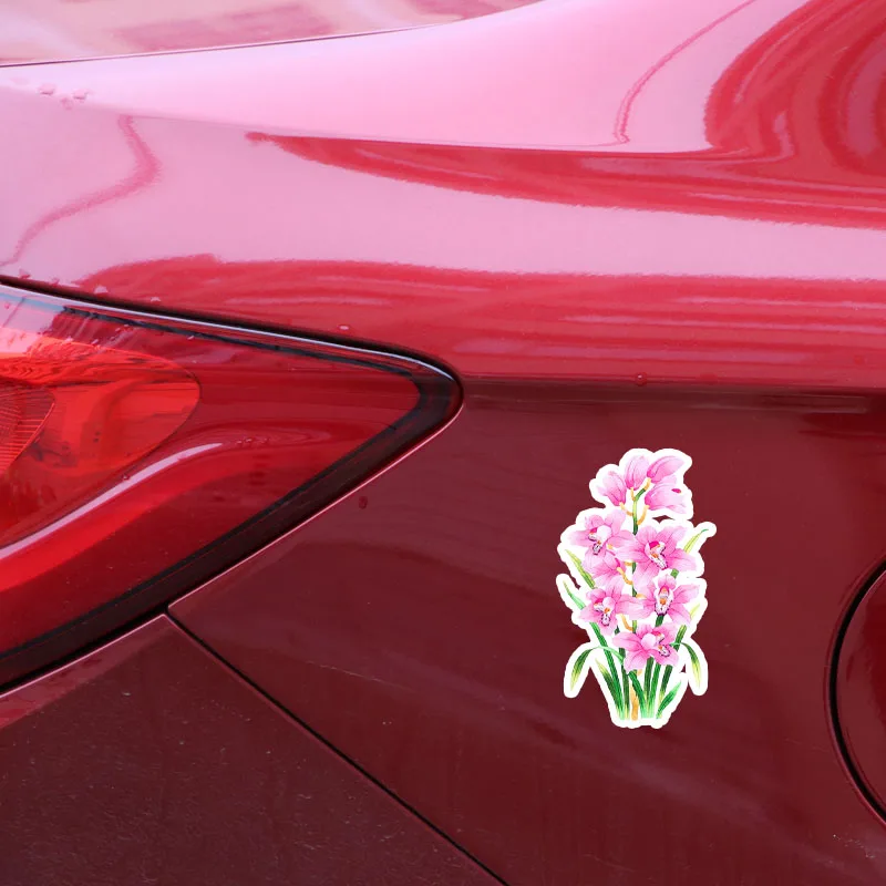 YJZT 8*14.5CM Coolest Orchid Flowers Decor Car Stickers High Quality Personalized 11A0886 |