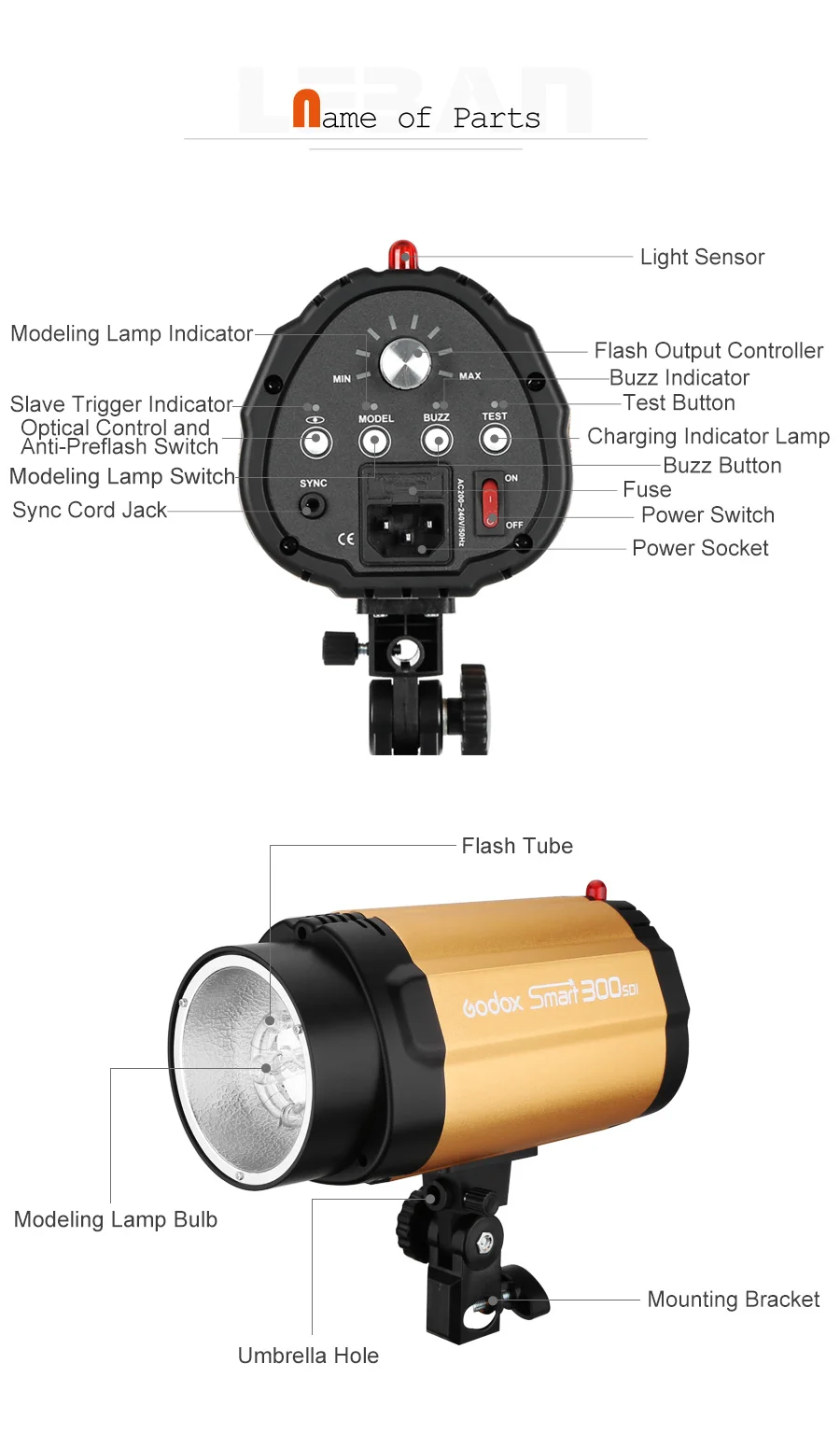 Godox Smart 300SDI 300WS фотостудия мини стробоскоп Вспышка Speedlite лампа