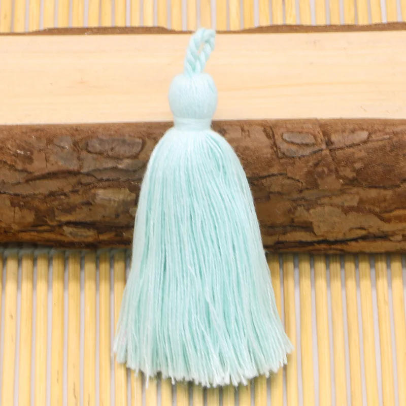Mint green 10 шт чистый хлопок красочные мини кисточки DIY кулон ювелирные изделия занавес одежды декоративные аксессуары цепочки для ключей подвески-украшения для сумок - Цвет: Mint green