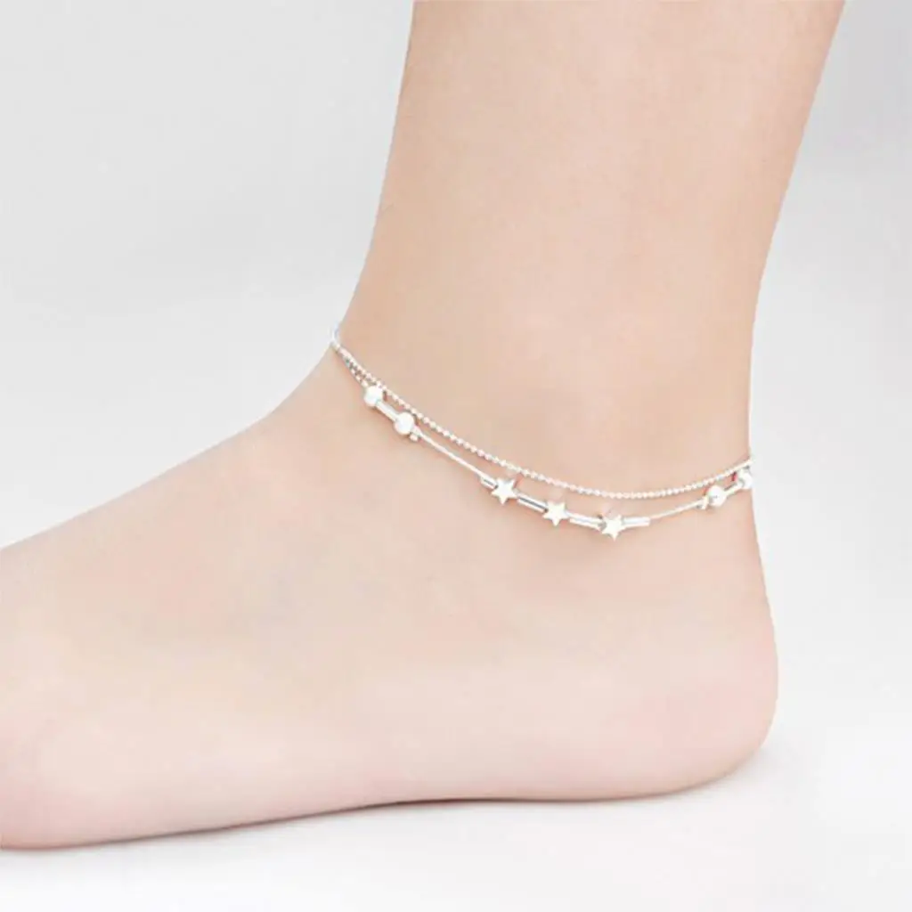 2017 Женский Серебристый браслет на ногу в форме звезд лодыжку модные браслеты для