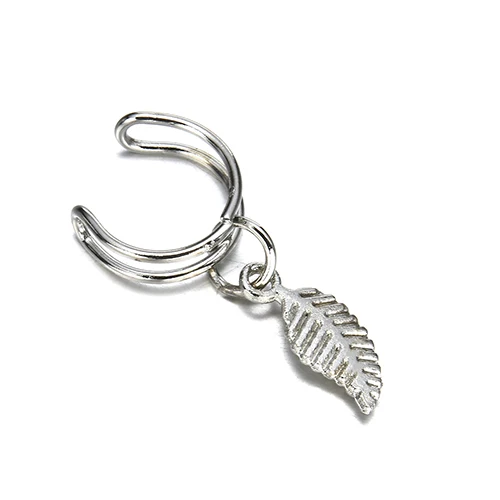 silver Серьги в стиле панк-рок, модные, 1 пара, для женщин, на клипсах, манжета, без пирсинга, триколор, в форме листа, маленькие клипсы для ушей, крючок для ушей - Окраска металла: silver
