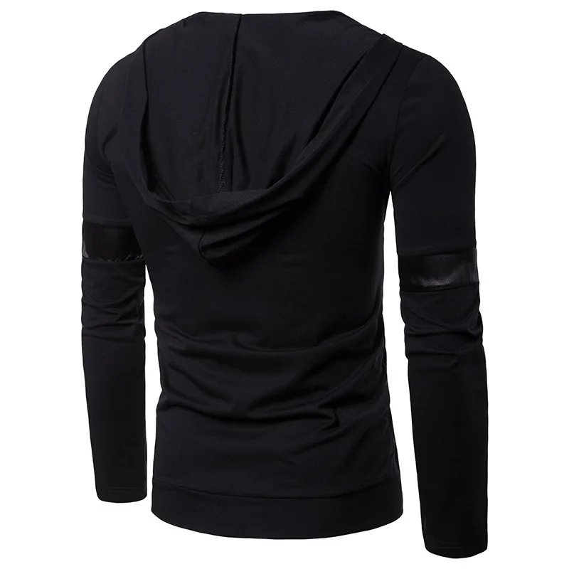 

Mens Autumn Winter Two Color Decorative Stitching Fashion Tshirts Design Men Hooded Tshirt Clothing 3 Colour
