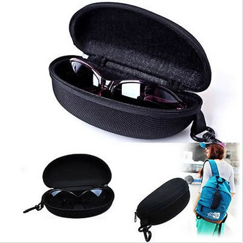 

Zipper Eye GlassesHard Case Portable Protector Black Holder Unisex Black Sunglasses Boxes Travel Essential Eyewear Accessories