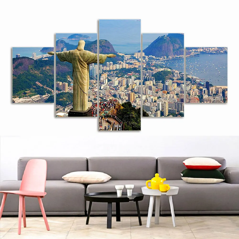 Новинка 5 шт./компл. холст художественные картины HD тканевый постер Статуя Иисуса