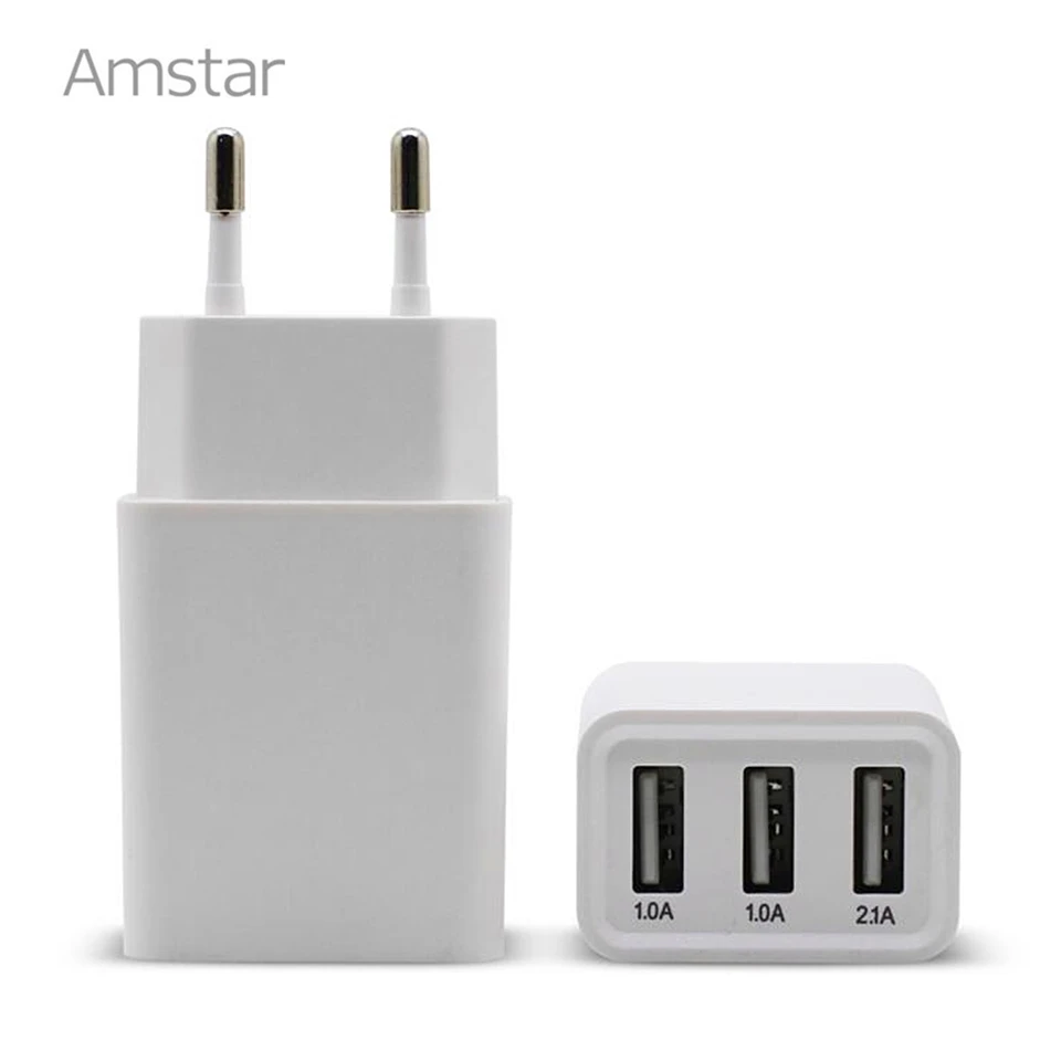 Amstar 5V 3A 3 порта USB настенное зарядное устройство по стандартам ЕС/штепсельная