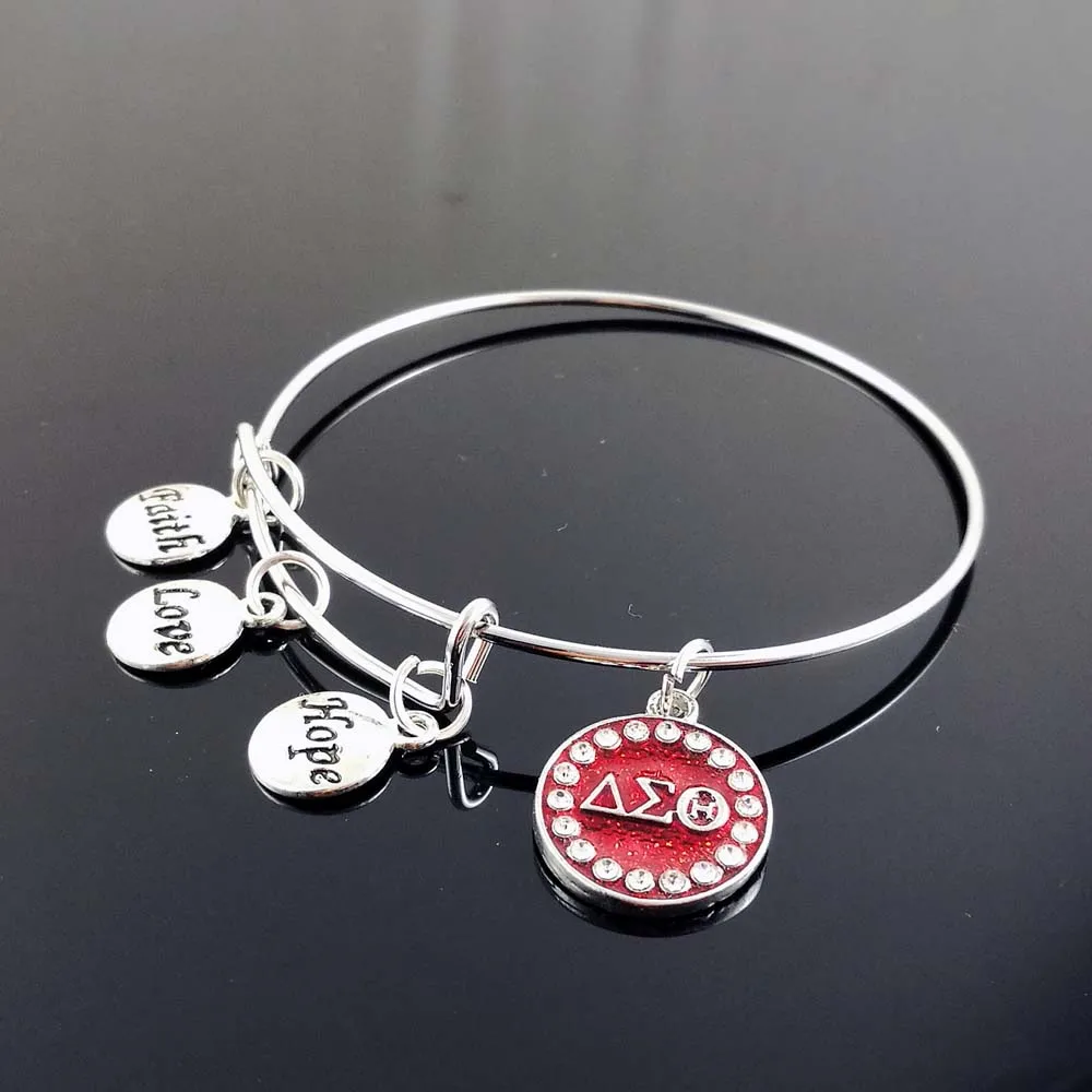 На заказ Греция греческое братство DST AEO handmake Вера Любовь Надежда Delta Sigma Theta DIY Шарм регулируемый браслет ювелирные изделия - Окраска металла: common sliver