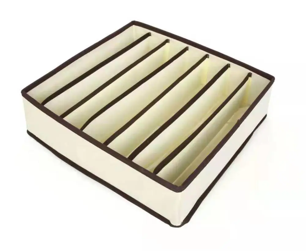 Beige 7 Cells Складной тканевый комод для белья органайзер ящик для хранения разделитель ящика Организация комнаты для нижнего белья бюстгальтер галстуки ремни носки - Цвет: Beige 7 Cells