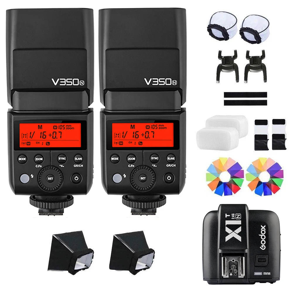 2X Godox V350N 2 4G ttl HSS Speedlite вспышка Встроенный 2000 mAh литий-ионный аккумулятор с X1T-N/Xpro-N