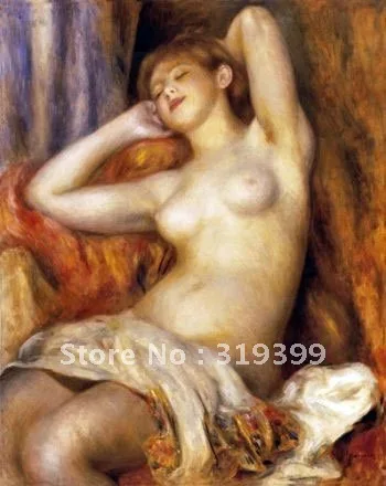Linen Canvas Oil Painting reproduction sleeping bather by pierre auguste renoir Free DHL Shipping 100% handmade | Дом и сад