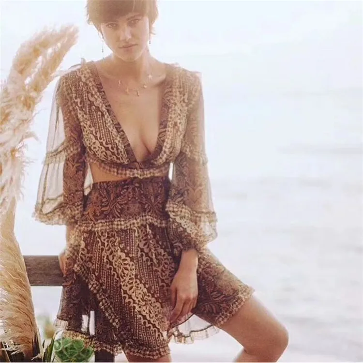 Высококачественное летнее сексуальное мини-платье с глубоким v-образным вырезом