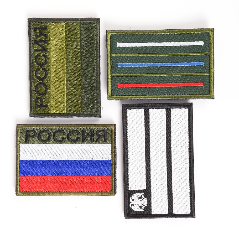 Вышитая нашивка с российским флагом застежка для русского телевидения военная