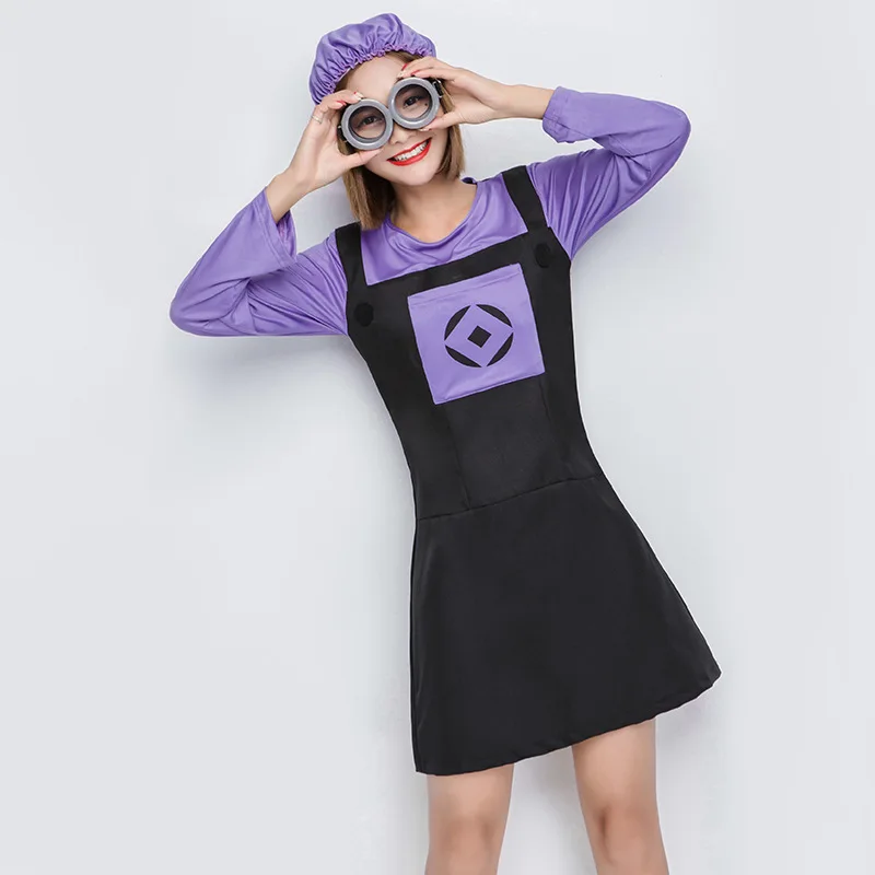 Фиолетовый Цвет отравления угарным газом для девочек костюмы зла Миньоны Платье