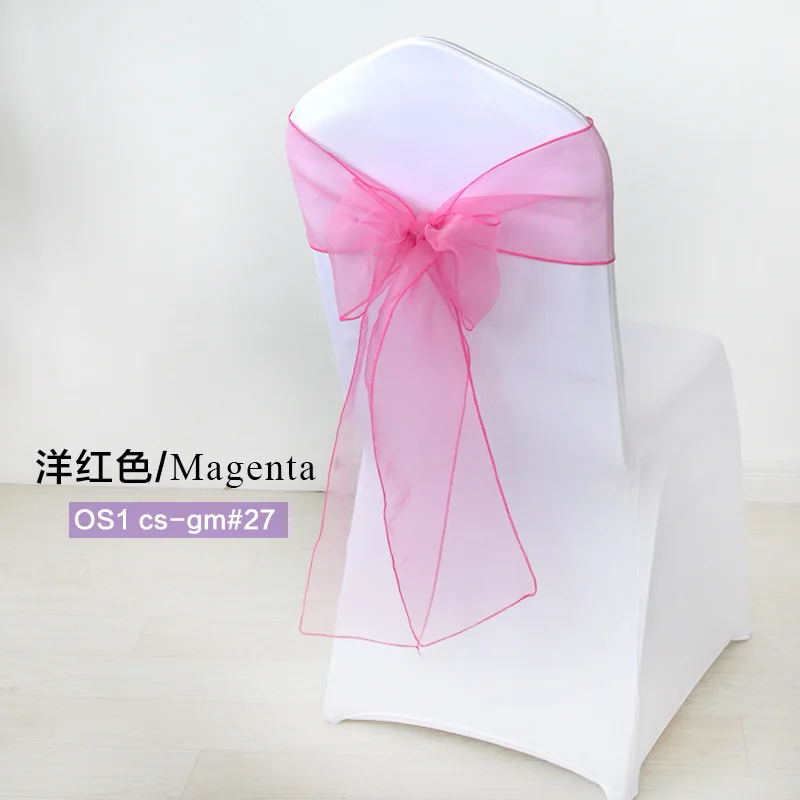 Magenta 50 шт./компл. прозрачные украшения из органзы Свадебные узелки золотые накидки из лент стул Бант пояс Галстуки ленты для стульев Свадебные банкетные принадлежности - Цвет: Magenta