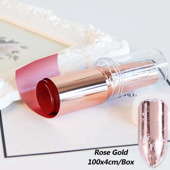 Rose Gold Голографическая Лазерная золотой серебряный ноготь, матовая пленка для ногтей, наклейки, дизайнерские украшения, аксессуары для маникюра TR1001 - Цвет: Rose Gold