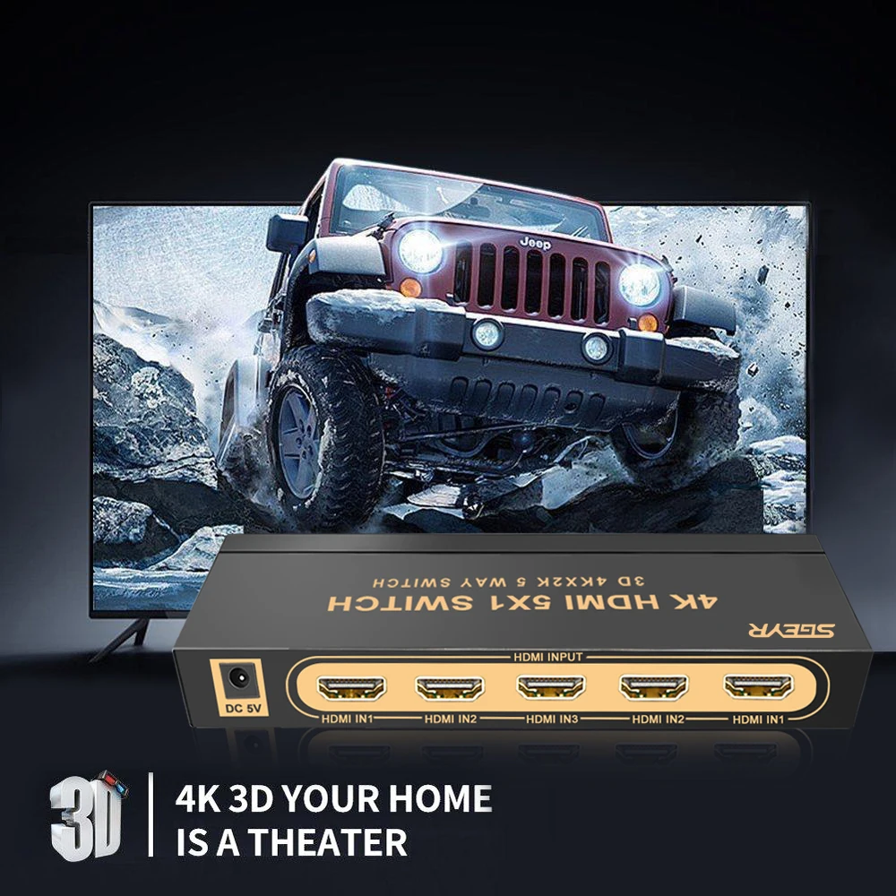 Сплиттер HDMI SGEYR 5 входов 1 выход 4 переключатель 5x1 поддержка 4K x 2K для HDTV XBOX PS4 Smart - Фото №1