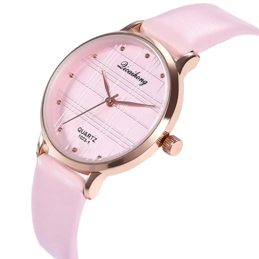 Pink Темпераментные модные простые женские кварцевые часы Аналоговые простые деловые женские наручные часы Прекрасный Сувенир наручные часы# D - Цвет: Pink