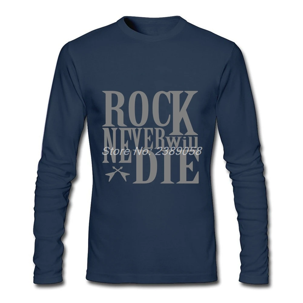 Новая брендовая мужская футболка с длинным рукавом Rock Never Will Die Tees популярная