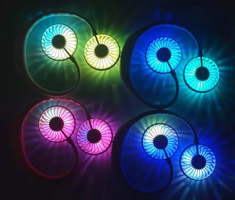 

100pcs Foldable Neckband Mini neck Fan USB Cooling LED Fan for Camping sport tourism Best gift for friend child Summer cooler