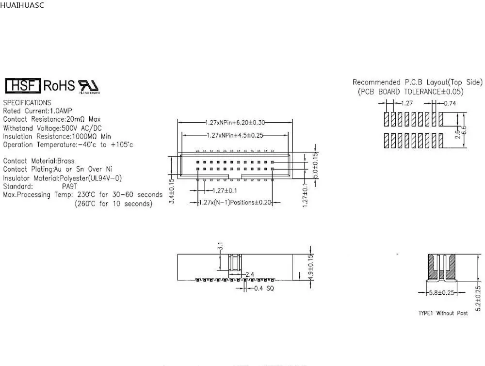 10 шт. 1 27 мм Шаг 8 14 16 20 26 30 34 40 50 60 Pin SMT SMD Штекерный корпус IDC разъем|Соединители| |