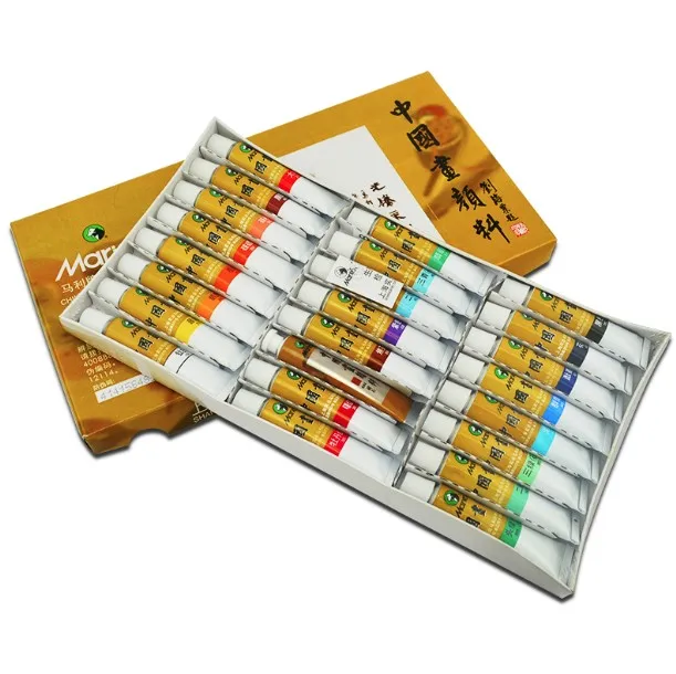 24 color 12ml Мари китайский красящий пигмент 12/18/24/36 Цвет китайская живопись набор для начинающих красящий пигмент комплект - Цвет: 24 color 12ml