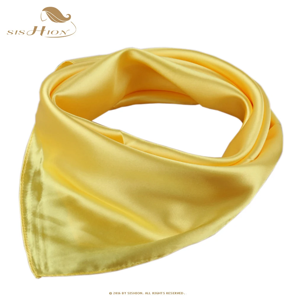 

SISHION New 50s Vintage Style 60cm*60cm Satin Womens Scarfs Fashionable Solid Yellow Women Scarf Scarves foulard femme SD0004