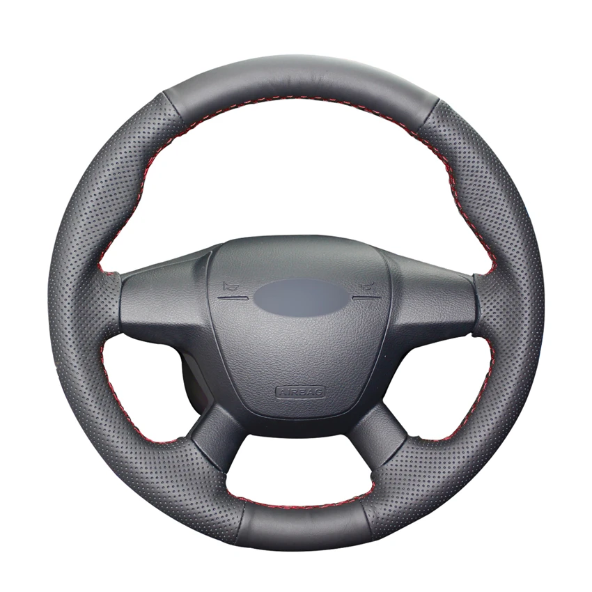 Ручная работа черный PU искусственная кожа чехол на руль для Ford Focus 3 2012-2014 KUGA Escape