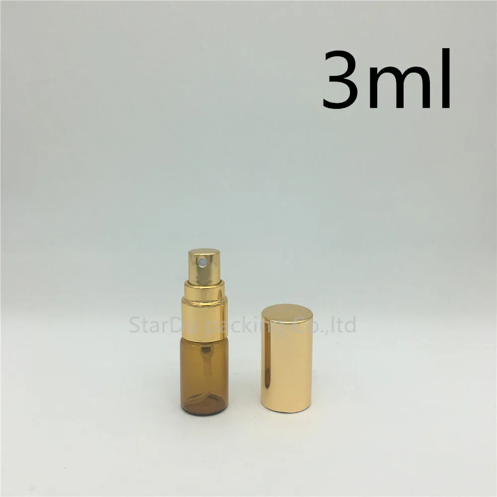

Free shipping 500pcs/lot 3ml 5ml 10ml empty amber glass spray bottle small atomizer perfume bottles atomizing spray Liquid
