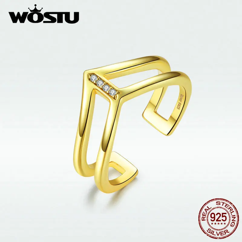 WOSTU горячая Распродажа золотистого цвета кольца в форме самолета 100% Настоящее