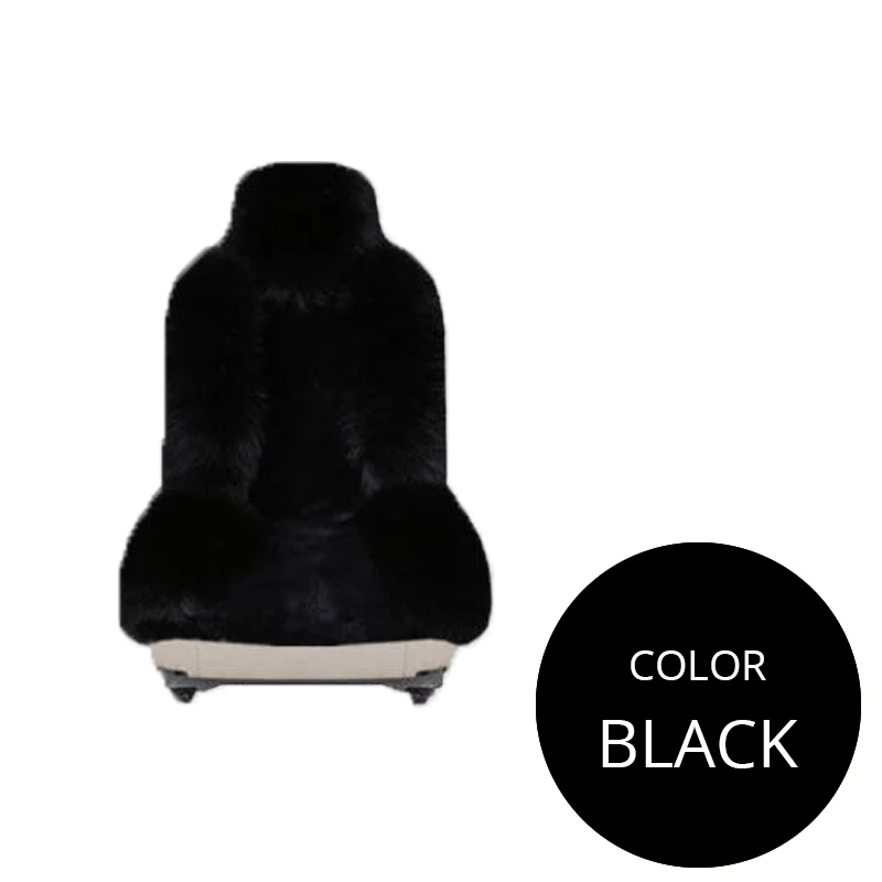 1pc Black Чехол для автомобильного сиденья, Длинная шерстяная зимняя универсальная подушка для переднего сиденья из овчины, натуральные Чехлы для автомобиля, аксессуары для салона автомобиля - Название цвета: 1pc Black
