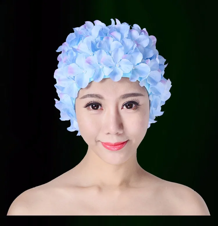 Женская водонепроницаемая шапочка для плавания с объемными лепестками большая и