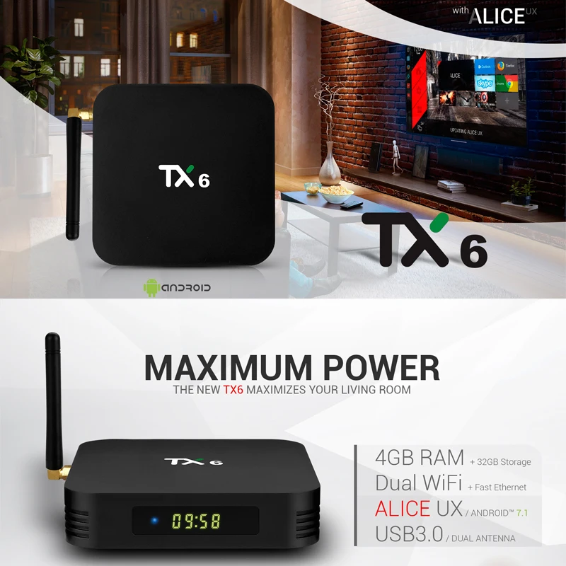 ТВ приставка TX6 Android 9 0 четырехъядерный Allwinner H6 USB 3 4 ГБ/64 ГБ 2 ГБ/телефон двойной Wi Fi