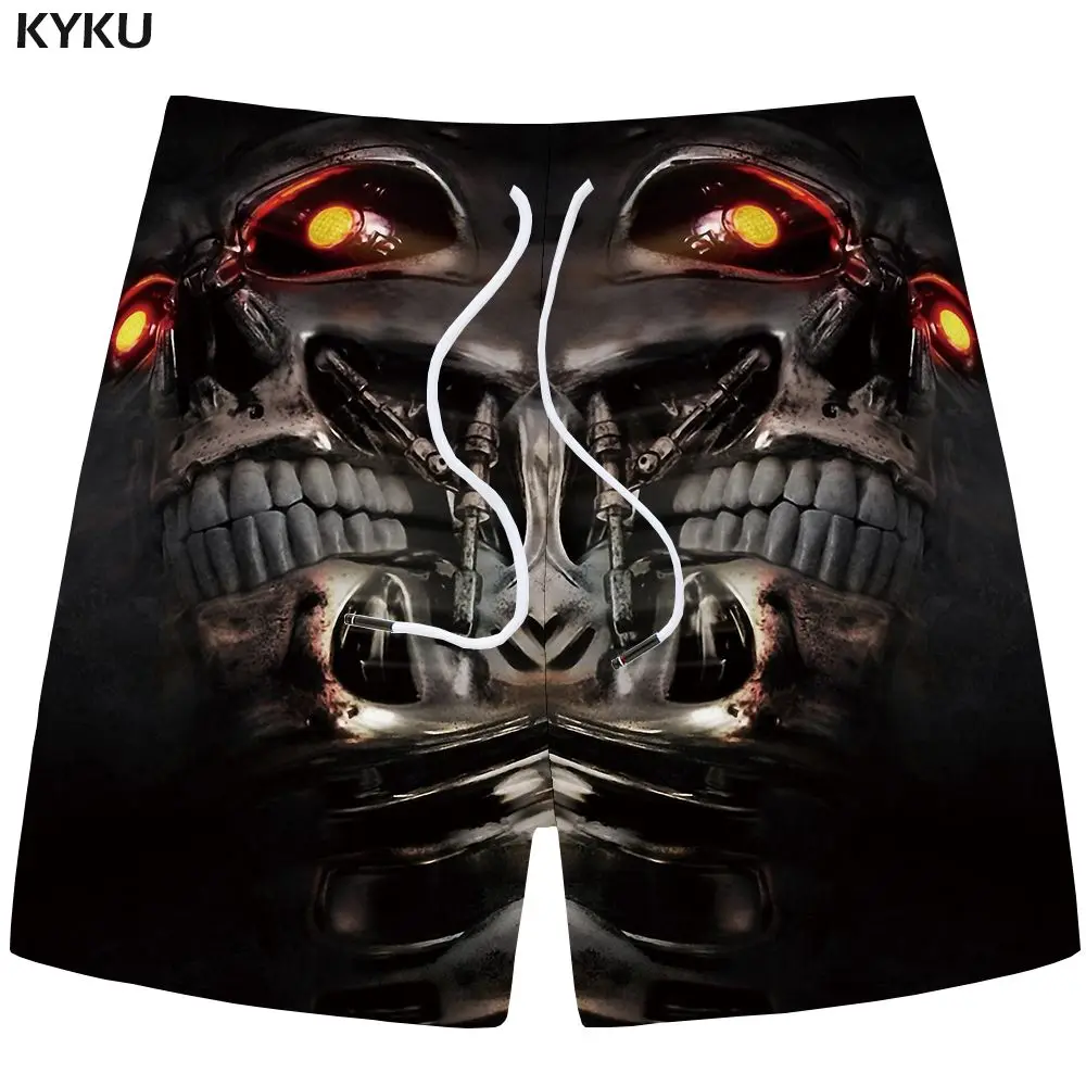 Mens Shorts 14 KYKU шорты с черепом, мужские повседневные шорты, пляжные механические джоггеры, серые мужские шорты-карго с 3d принтом, летние модные мужские шорты - Цвет: Mens Shorts 14