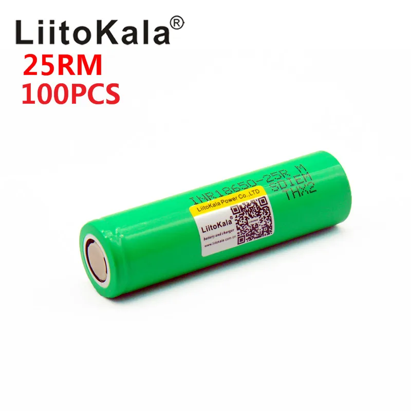 

Wholesale 100pcs LiitoKala 18650 2500mah INR1865025R 20A discharge lithium batteries High power discharge Battery 18650 2500 25R