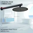 Smesiteli, простой стиль, оптовая продажа, круглая тонкая дождевая насадка для душа 8 дюймов 400 мм, латунная настенная ручка, матовая черная отделка
