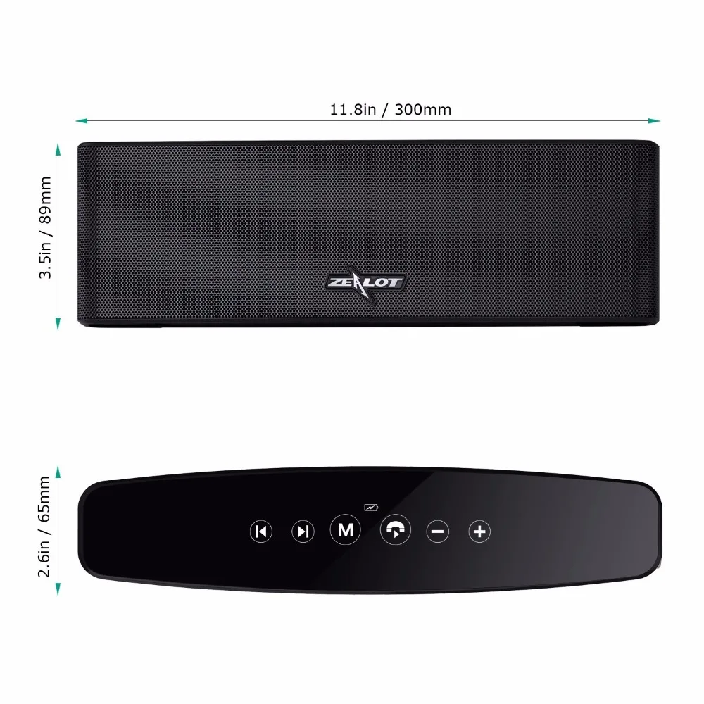 Zealot S12 портативная беспроводная bluetooth колонка с 4 драйверами уличная сенсорным