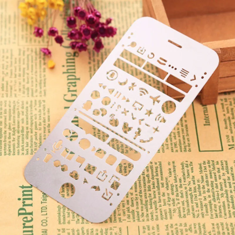 iphone 6plus Симпатичный телефон полый металлический Ruler ремесло умирает граффити рисунок шаблона правитель Скрапбукинг умирает металла Spellbinders - Цвет: iphone 6plus