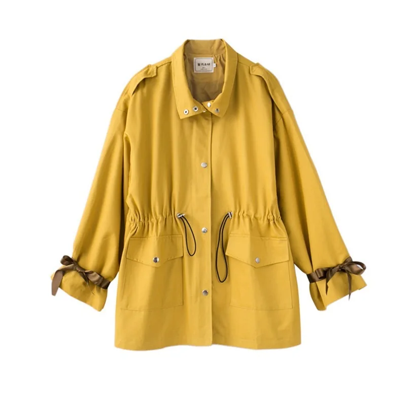 

Short Trench Coat For Women Long Sleeve Baggy Chic Overcoat Casual Outerwear Women Spring Autumn Zipper Windbreaker Coat DS50376